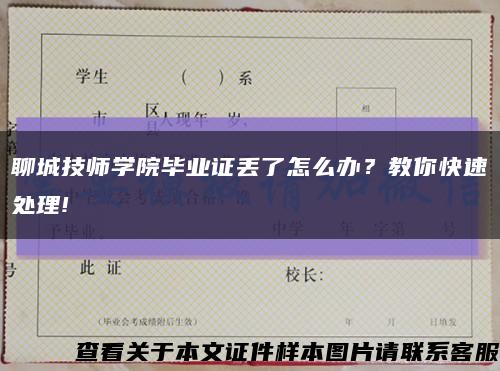 聊城技师学院毕业证丢了怎么办？教你快速处理!缩略图