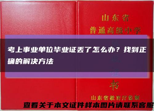 考上事业单位毕业证丢了怎么办？找到正确的解决方法缩略图