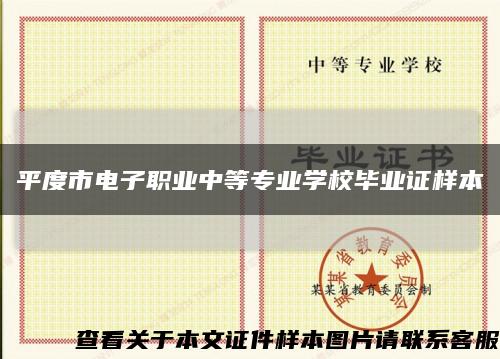 平度市电子职业中等专业学校毕业证样本缩略图