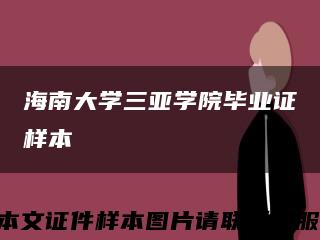 海南大学三亚学院毕业证样本缩略图