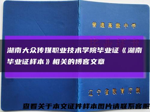 湖南大众传媒职业技术学院毕业证《湖南毕业证样本》相关的博客文章缩略图