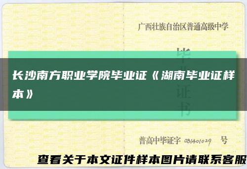 长沙南方职业学院毕业证《湖南毕业证样本》缩略图