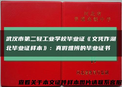 武汉市第二轻工业学校毕业证《文凭作湖北毕业证样本》：真假难辨的毕业证书缩略图