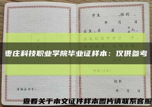 枣庄科技职业学院毕业证样本：仅供参考缩略图