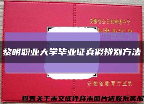 黎明职业大学毕业证真假辨别方法缩略图