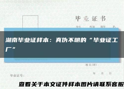 湖南毕业证样本：真伪不明的“毕业证工厂”缩略图