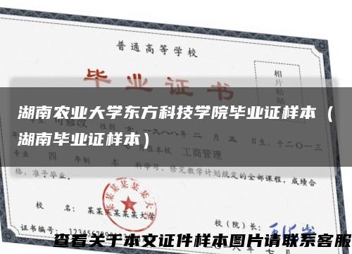 湖南农业大学东方科技学院毕业证样本（湖南毕业证样本）缩略图