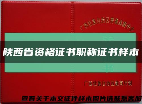 陕西省资格证书职称证书样本缩略图