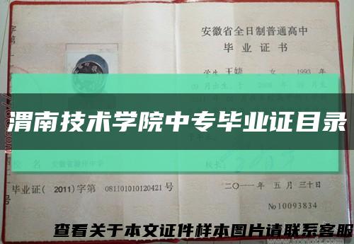 渭南技术学院中专毕业证目录缩略图