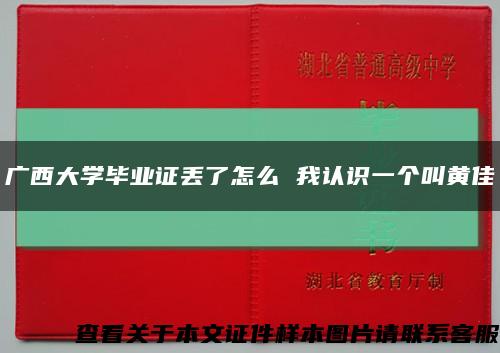 广西大学毕业证丢了怎么 我认识一个叫黄佳缩略图