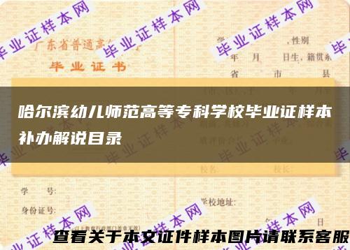 哈尔滨幼儿师范高等专科学校毕业证样本补办解说目录缩略图