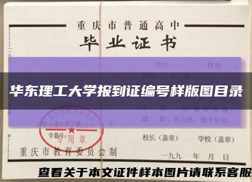 华东理工大学报到证编号样版图目录缩略图