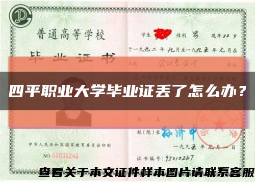 四平职业大学毕业证丢了怎么办？缩略图