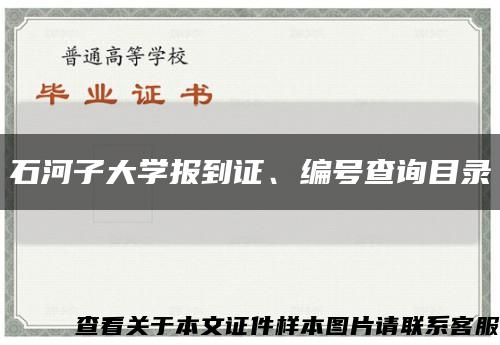 石河子大学报到证、编号查询目录缩略图