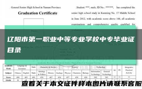 辽阳市第一职业中等专业学校中专毕业证目录缩略图