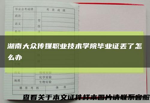 湖南大众传媒职业技术学院毕业证丢了怎么办缩略图