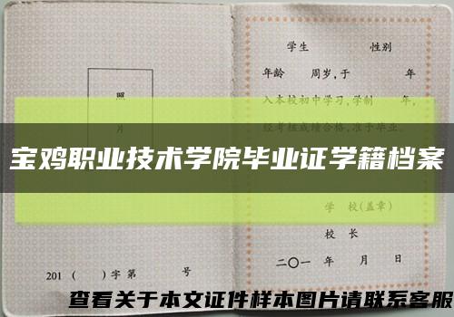 宝鸡职业技术学院毕业证学籍档案缩略图