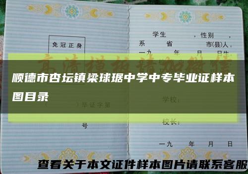 顺德市杏坛镇梁球琚中学中专毕业证样本图目录缩略图