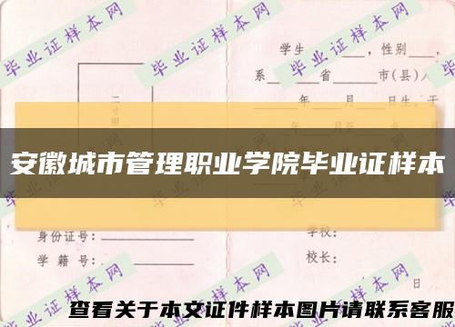 安徽城市管理职业学院毕业证样本缩略图