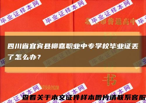 四川省宜宾县柳嘉职业中专学校毕业证丢了怎么办？缩略图