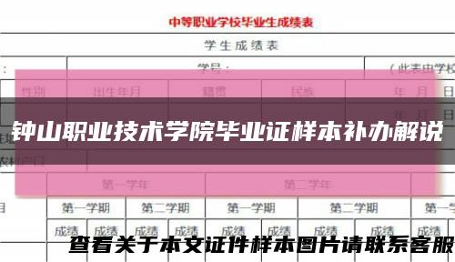 钟山职业技术学院毕业证样本补办解说缩略图