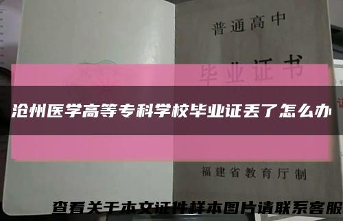 沧州医学高等专科学校毕业证丢了怎么办缩略图