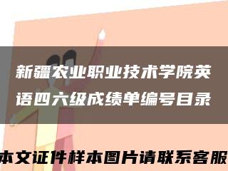 新疆农业职业技术学院英语四六级成绩单编号目录缩略图