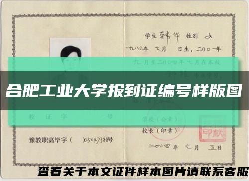 合肥工业大学报到证编号样版图缩略图