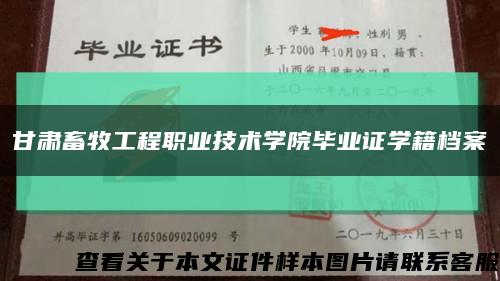 甘肃畜牧工程职业技术学院毕业证学籍档案缩略图