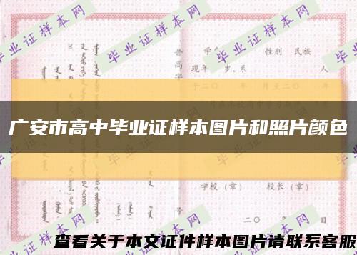 广安市高中毕业证样本图片和照片颜色缩略图