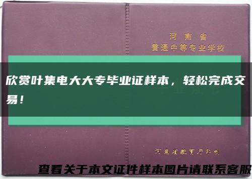 欣赏叶集电大大专毕业证样本，轻松完成交易！缩略图