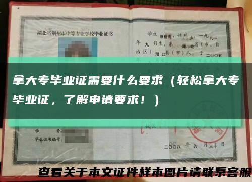 拿大专毕业证需要什么要求（轻松拿大专毕业证，了解申请要求！）缩略图