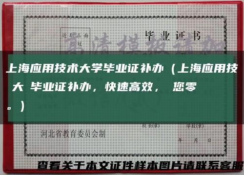 上海应用技术大学毕业证补办（上海应用技術大學毕业证补办，快速高效，讓您零煩惱。）缩略图