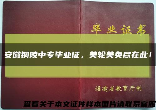 安徽铜陵中专毕业证，美轮美奂尽在此！缩略图