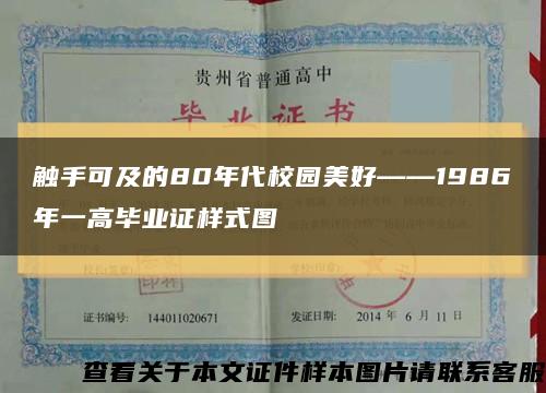 触手可及的80年代校园美好——1986年一高毕业证样式图缩略图