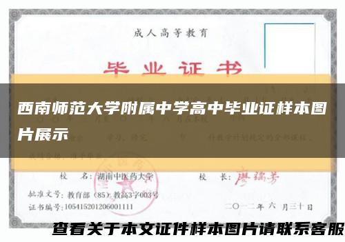 西南师范大学附属中学高中毕业证样本图片展示缩略图