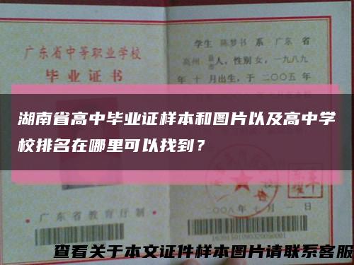 湖南省高中毕业证样本和图片以及高中学校排名在哪里可以找到？缩略图