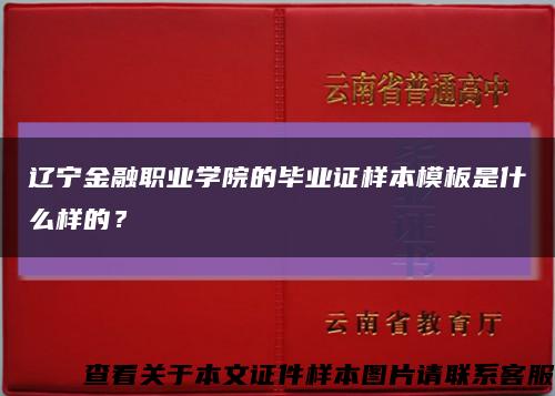 辽宁金融职业学院的毕业证样本模板是什么样的？缩略图