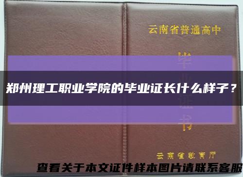 郑州理工职业学院的毕业证长什么样子？缩略图