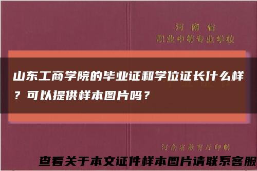 山东工商学院的毕业证和学位证长什么样？可以提供样本图片吗？缩略图