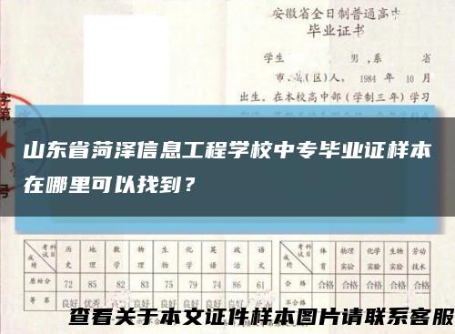 山东省菏泽信息工程学校中专毕业证样本在哪里可以找到？缩略图