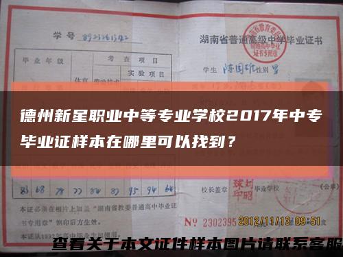 德州新星职业中等专业学校2017年中专毕业证样本在哪里可以找到？缩略图