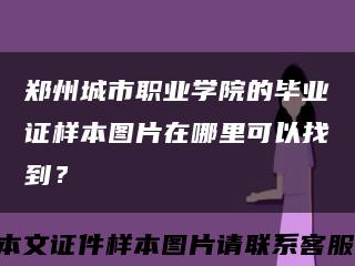 郑州城市职业学院的毕业证样本图片在哪里可以找到？缩略图