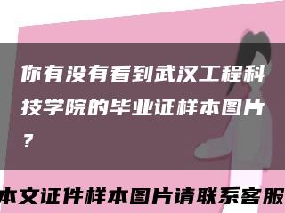 你有没有看到武汉工程科技学院的毕业证样本图片？缩略图