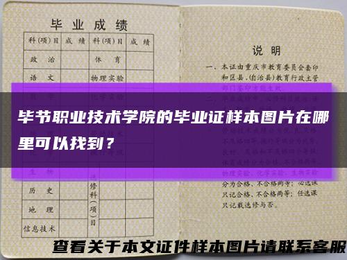 毕节职业技术学院的毕业证样本图片在哪里可以找到？缩略图