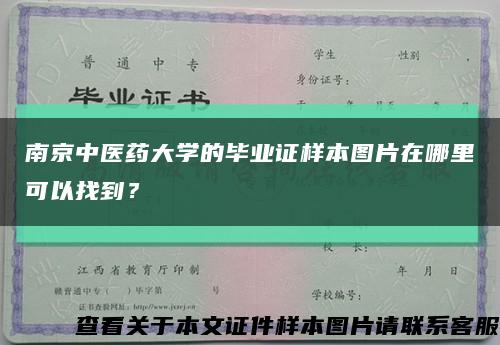 南京中医药大学的毕业证样本图片在哪里可以找到？缩略图