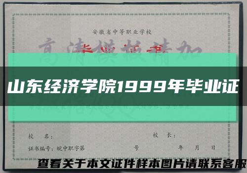 山东经济学院1999年毕业证缩略图