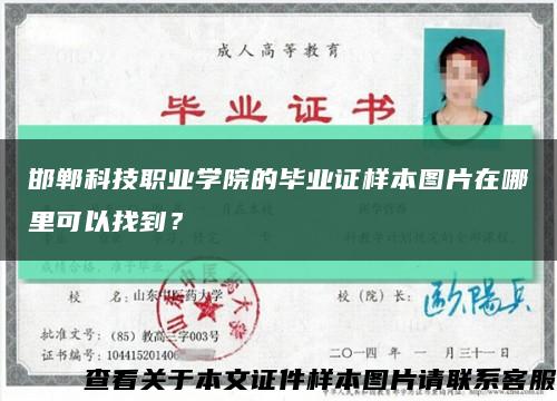 邯郸科技职业学院的毕业证样本图片在哪里可以找到？缩略图