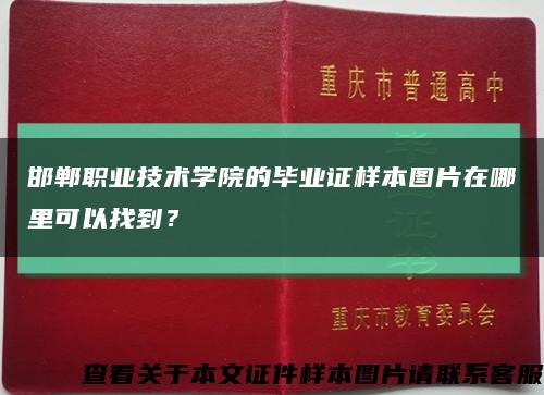 邯郸职业技术学院的毕业证样本图片在哪里可以找到？缩略图