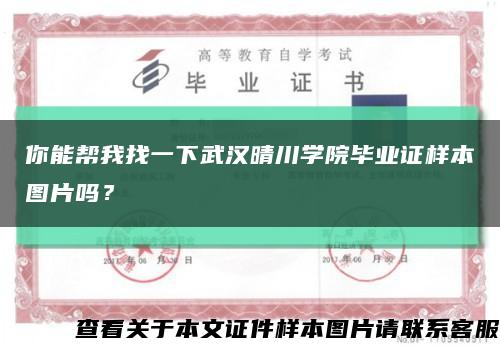 你能帮我找一下武汉晴川学院毕业证样本图片吗？缩略图